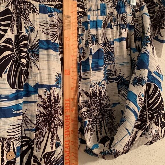 C&C Tropical Print 2pc Set Top Crop/ Joggers Cargo Style Linen Blend Size S - Picture 12 of 15